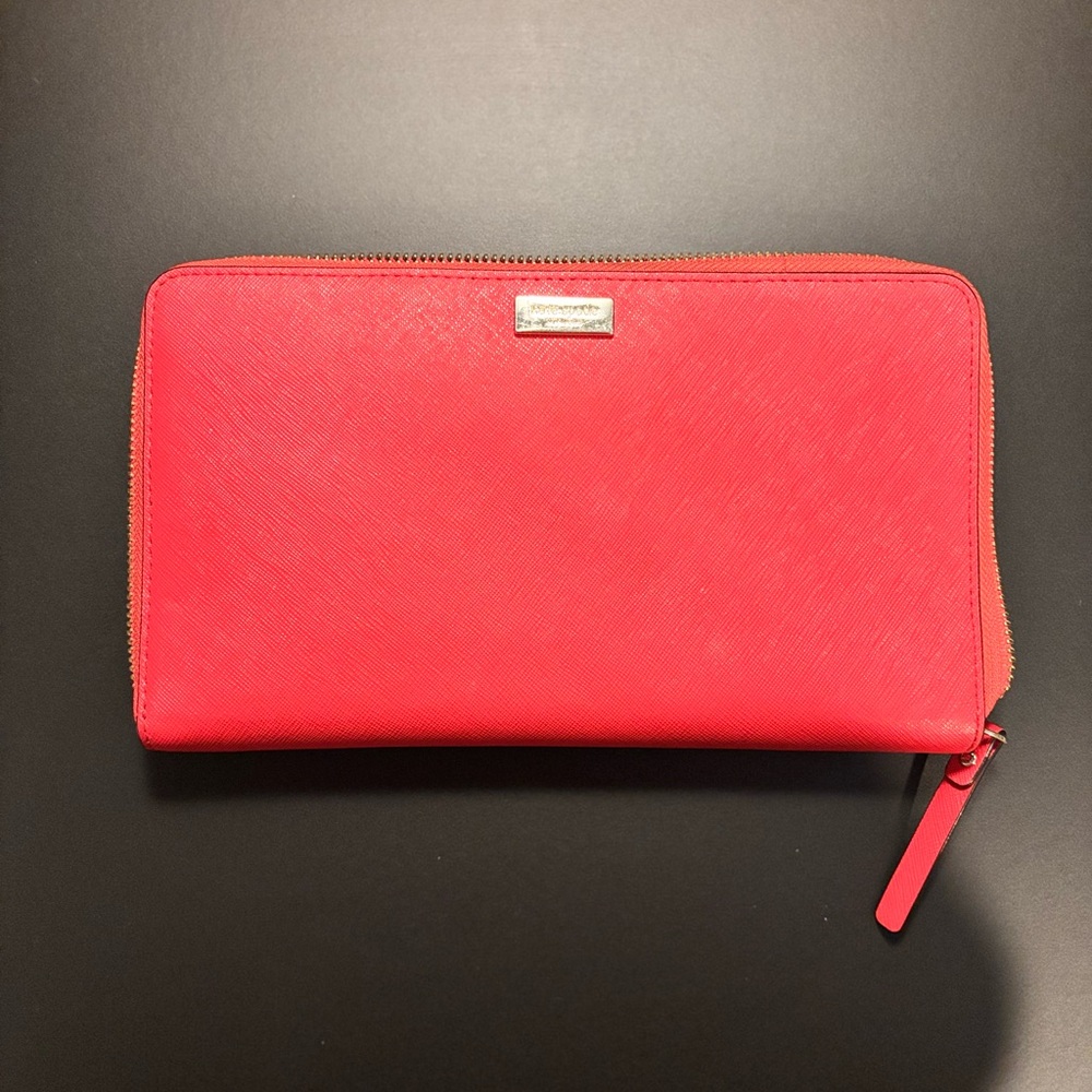 Red Kate Spade XL Zip-Around Wallet